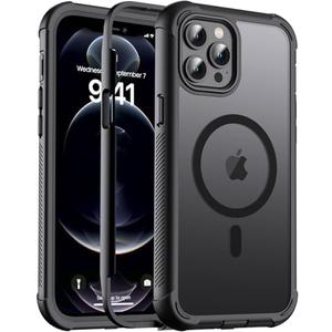 jaroco Magnetic for iPhone 12 Pro Max Case, [Compatible with MagSafe][Military Grade Drop Protection][Heavy Duty Protection][Non-Slip][Shockproof] 2-Layer Durable Bumper Phone Case 6.7''-Black