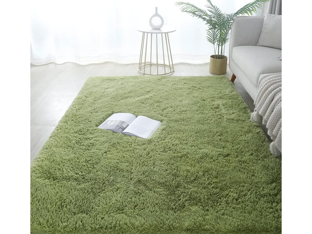 GERBIT Shag Area Rug 6x9 Feet Soft Indoor Rectangular Rugs Carpet Modern Luxury Plush Rugs for Living Room Home Decor Grass Green