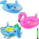 24" 3 Pack Pool Inflatable Floats for Kids, Dinosaur Flamingo Whale Swim Floats Tube Rings,Swimming Rings for Kids Swimming Pool Beach Summer Water Float Party Outdoor
