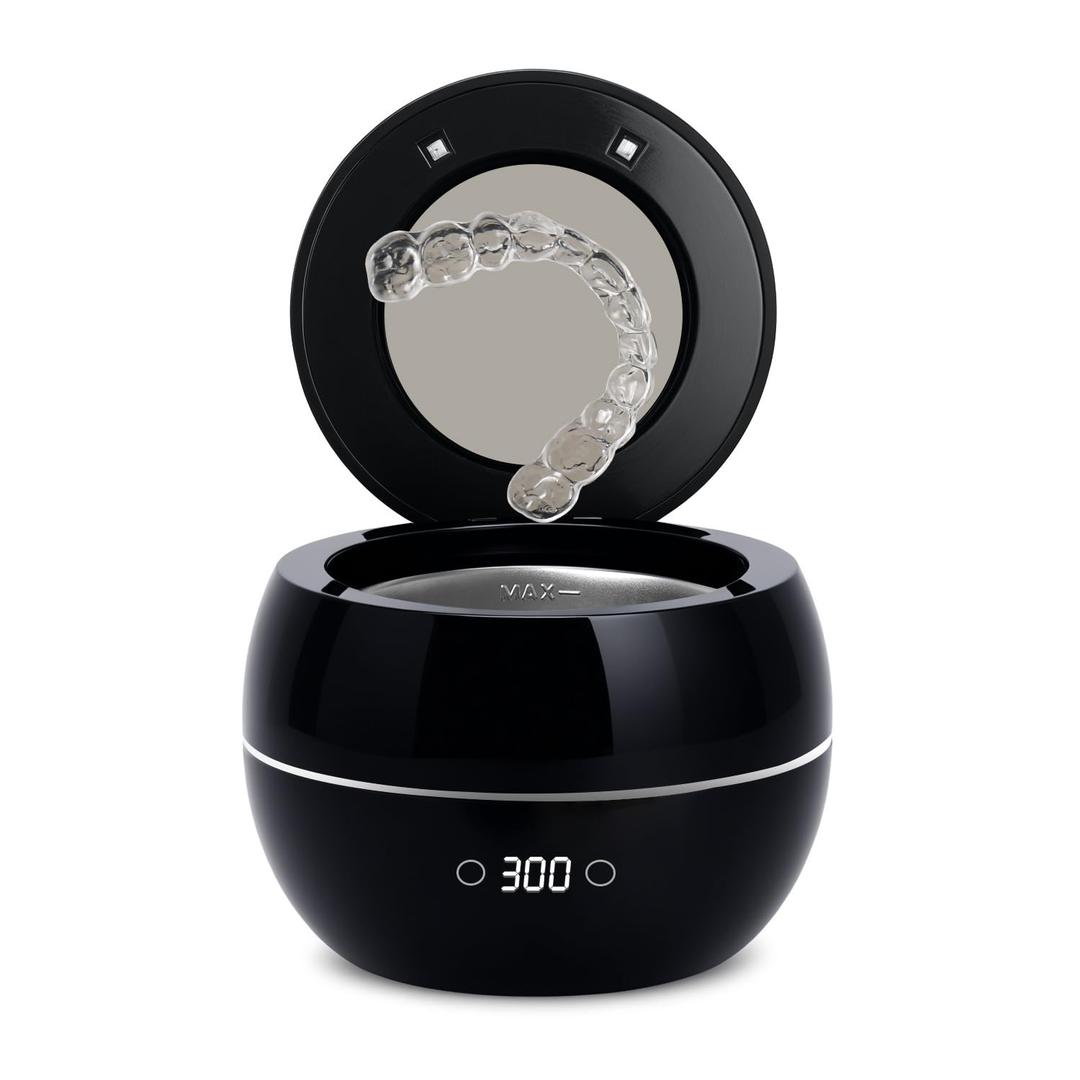Dental Ultrasonic Retainer Cleaner Machine: 45kHz Dental Cleaning Pod for Denture, Aligner, Mouth Guard, Night Guard, Braces & Jewelry, UV Denture Cleaner with Digital Timer & Dual Mode 250ML Black Dental Ultrasonic Retainer Cleaner Machine: 45kHz Dental Cleaning Pod for Denture, Aligner, Mouth Guard, Night Guard, Braces & Jewelry, UV Denture Cleaner with Digital Timer & Dual Mode 250ML Black
