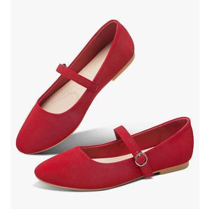Obtaom Mary Jane Flat Shoes Round Toe Ballet Flats for Women Dressy Fabric Business Flats Comfortable Classic Strap Flats for Office Size 8