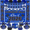 Graduation Decorations 2026 Blue Party Decor Set with Congrats Grad Banner, Class of 2026 Backdrop, Balloons, Box & Streamers Supplies for High School & College Celebrations