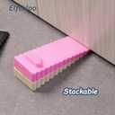 5 Pack Rubber Door Stoppers Wedge, Elfthloo Stops Fits 3-11mm Narrow Gaps Stackable up to 15-45mm, Non-Slip Floor & Wall Protector, Doorstops for Bottom of Lightweight Door, Pink