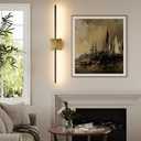 32 Inch Rechargeable Wireless Wall Sconce with Remote Control, 8000mAh Battery Operated Wall Sconce Set of 2 with Timer, 3000K/4500K/6000K Dimmable, 360° Rotation for Living Room, Gold Walnut (2 Pack)