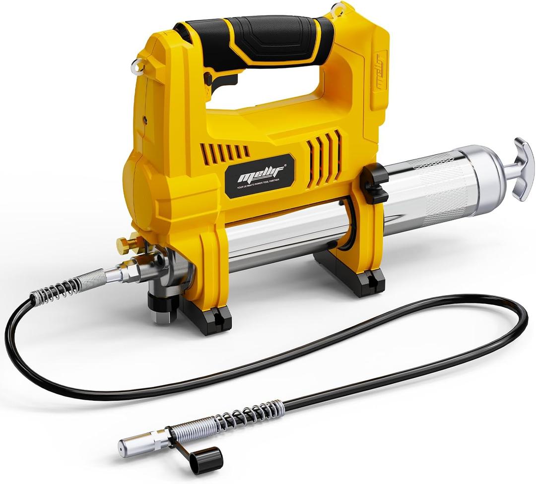 Mellif Power Grease Gun Compatible with Dewalt 20v Max Battery (Tool Only), 10,000 PSI, Brushless Electric Grease Pump, 5 Variable Speed, 14OZ Capacity, 30" Hose, Safety Lock, Low-Voltage Protection