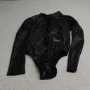 Women Sexy Leather Lingerie Bodysuits Erotic Leotard Club Latex Costume (Large, Black)