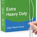 100 Count Extra Heavy Duty Clear Plastic Knives Disposable, BPA-Free, Heat Resistant, Solid and Durable Disposable Knives Bulk, Premium Plastic Knives heavy duty for Party Supply