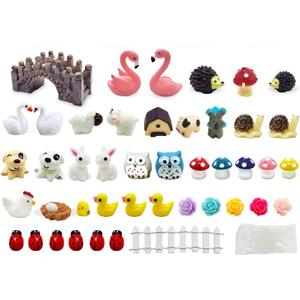 Fairy Garden Accessories, Animals, Miniature Figurines, Micro Landscape Ornaments Kit, DIY, Environmental Resin