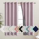 NICETOWN Pink Vintage Linen 100% Blackout Curtains for Living Room, Thermal Insulated Curtains 48" Long, Noise Reducing Window Treatment Drapes for Hall Room, 52" Wide Per Panel, Set of 2