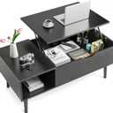 Lift Top Coffee Table for Living Room with Storage Shelf & Hidden Compartment, Modern Center Table with Lift Tabletop for Home Office, Wood Tea Table Furniture