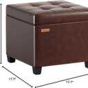 Steel Frame Square Ottoman with Storage Antique Brown UASND63R, 17.7"D x 17.7"W x 17.7"H