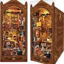 Book Nook Kit, Magic Store Dollhouse 3D Puzzle Booknook Bookshelf Insert Decor Alley DIY Miniature House Kit with Led Light Crafts for Adults and Teens to Build-Creativity Gift