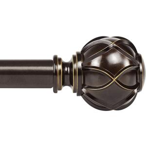 KAMANINA 1 Inch Curtain Rod Telescoping Single Drapery Rod 36 to 72 Inches (3-6 Feet), Antique Bronze Curtain Rods for Windows 24 to 68 Inches, Netted Texture Finials