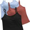 WDIRARA Women's 3 Pack Cami Crop Top Built in Bra Spaghetti Strap Camisole Tops (X-Large, Blue Red Black)