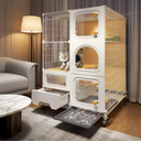 Cat Cage Indoor with Litter Box,Giving Lots Gifts,Cat Enclosure with Wheels