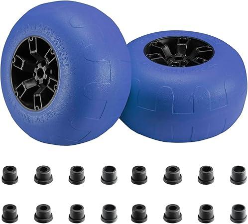 Beach Balloon Wheels, 13" Flat-Free Solid PU Beach Cart Tires Replacement Big Sand Wheels for Beach Buggy, Kayak Trolley, Canoe Cart, Rolling Walker, Garden Cart, Wheelchair & Buggy, 2-Pack 