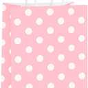BagDream Small Gift Bags 25Pcs 5.25x3x8 Inches Kraft Paper Bags with Handles, Pink Dot Paper Gift Sacks for Retail, Merchandise, Party Favor, Small Business