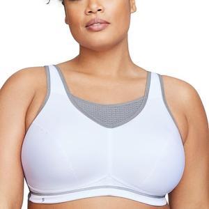 Full Figure Plus Size No-Bounce Camisole Elite Sports Bra Wirefree #1067 White/Gray 40H