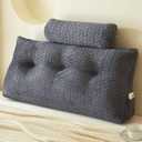 YOUR MOON Wedge Headboard Pillow Twin with 1 Pack Neck Roll Pillow, Triangular Wedge Backrest Pillows Headboard for Bed,Daybed,and Lounging, Large Bed Bolster Pillows,Dark Gray