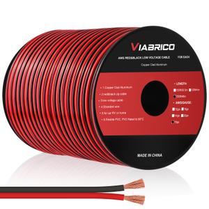 VIABRICO 16Gauge 150FT Electrical Wire Cable 2 Conductors Red Black Cable Hookup LED Lighting Strips Flexible Wire Extension Cord 16AWG Copper Clad Aluminum Copper Wire 12V/24V DC