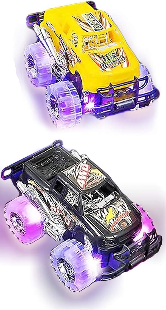 ArtCreativity Light Up Monster Trucks for Boys and Girls, Toy Truck Set of 2 cars. Monster Trucks for Boys 3-6 Years Old, Toddler Monster Truck Toys, Light Up Trucks, Easter Gifts for Kids. Yellow and black.