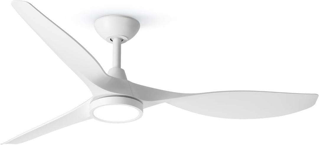 Roomratv Ceiling Fans with Lights,Large Airflow 52inch Modern Ceiling Fan with Quite Reversible DC Motor 3 Color Temperature LED Light (White)