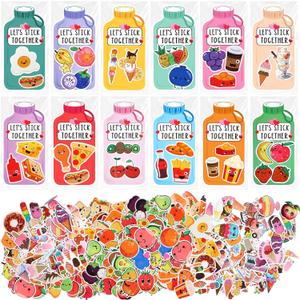 Pajean 48 Set Valentine Cards Bulk with Stickers for Kids, Lets Stick Together Valentine's Day Card Water Bottle Cards with 212Pcs Stickers Valentines Gifts Classroom Exchange for Boys Girls School