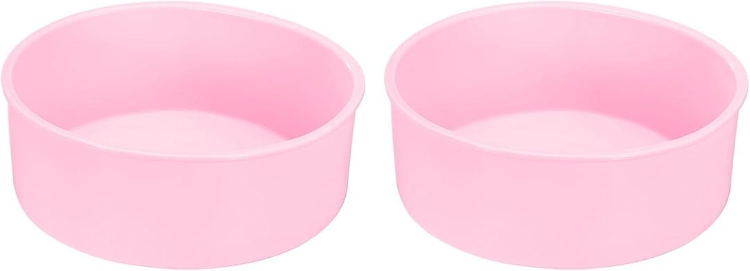 UXCELL 2-Piece Round Silicone Cake Molds, 6-Inch Nonstick & Quick Release for Layer, Smash & Cheese Cakes - Pink