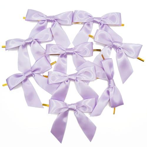 Giftmeet Purple Twist Ties for Bags, 4.3 Inch Ribbon Bows Bulk Assorted Christmas Ribbon and Bows, Reusable Bread Ties for Treat Bags, Lollipop Decoration, Christmas Tree, Home and Wedding 30 Pcs,Set of 2