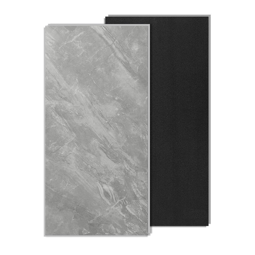 Art3d Marble Textured Click-Lock Vinyl Floor Tiles 12-Pack, 24 x 12 Inch Floor Planks Waterproof Flooring for Living Room, Kitchen, Basement, Ideal for New Home Buyers & Future Movers, Gray Marble