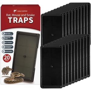 LULUCATCH Super Glue Traps 20 Pack for Mice & Snakes, Larger, Heavier Sticky Traps with Non-Toxic Glue. Sticky Mouse Traps Indoor, Easy to Set, Pet Safe Pest Control