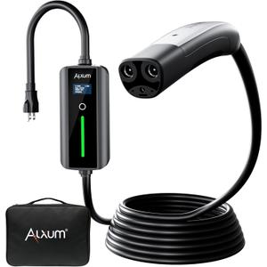 Alxum 16A Tesla Mobile Charger - Level 1 EV Charger for Tesla 110V Charger Compatible with All Models Y/3/S/X Cybertruck 16.4FT Tesla Wall Connector with NEMA 5-15 Plug