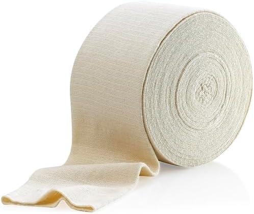 MEDca Elastic Tubular Support Bandage Size E, 10M Box - Natural Color (3.5" X 33 feet) for Large Knee Support Bandage -Medium Thigh, Cotton Spandex