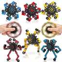 Transformable Fidget Spinners,6PCS Funny Sensory Fidget Toys Deformable Chain DIY Robot Spinner,Fingertip Stress Relief Gyro Toy Easter Basket Stuffers Party Favors