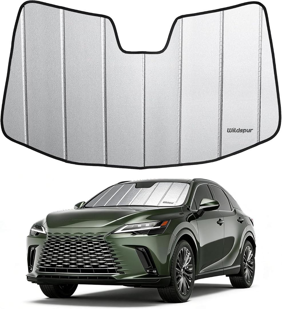 Custom Fit 2023-2026 RX Windshield Sun Shade for Lexus RX 2023 2024 2025 2026 - Upgraded 6-Layer Triple Laminate Core Front Window Shade - Accordion Folding Design with Storage Bag
