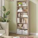 VASAGLE Custos Collection - Bookshelf, 6-Tier Bookcase, Book Shelf, Open Storage Shelf, 9.4 x 23.6 x 63.3 Inches, for Living Room, Home Office, Dinning Room, Natural Beige ULBC166L01