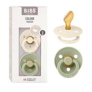 BIBS Pacifiers - Set of 2 | Colour Pacifier with Anatomical Nipple | BPA-Free Natural Rubber | Made in Denmark |Ivory/Sage/Petrol, 6-18 Months
