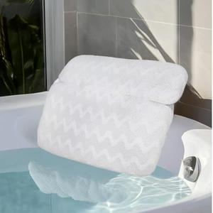 Luxury Bath Pillow for Tub - Non-Slip and Thick for Head, Neck, Shoulder, and Back Support - Soft and Large Comfortable Bathtub Pillow Cushion Headrest for Relaxation - Fits Any Tub - Made of 3D Mesh