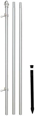 Flags Importer 10ft Aluminum (Silver) Outdoor Pole with Ground Spike - Silver
