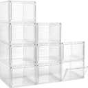 LXLXXL Storage Bins with Lids, 9 Pack Plastic Storage Containers with Magnetic Door, 19 Qt Stackable Clear Storage Box for Home, Office Organizing