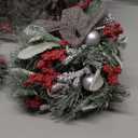 Zeyune 12 Pcs Small Christmas Wreaths for Kitchen Cabinets with Bow Ribbon Mini Cabinet Door Wreath Set Hanging Christmas Decor for Kitchen Window Outdoor Indoor, 14.96 x 7.87''(Glitter Ball Style)