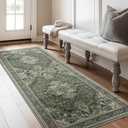 Runner Rugs for Hallway 2x10 Machine Washable Runners, Boho Vintage Retro Floral Medallion Runners for Kitchen Entryway Bathroom, Low Pile Lightweight Non Slip Runner Rug，Area Grass