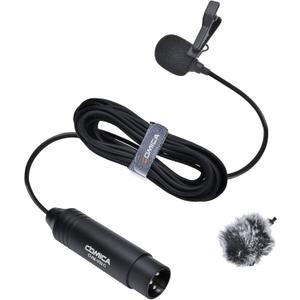 XLR Pin Microphone COMICA CVM-V02C XLR Clip Microphone Unidirectional Lavalier Microphone 48V Phantom Power Video Microphone for Canon/Sony/Panasonic Camcorder Microphone Zoom H4n H5 H6 Tascam DR-40