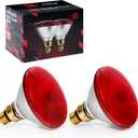 Heat Lamp, 175W Heat lamp Bulbs, PAR38 Infrared Heat lamp, Halogen Heat for Food Service, Brooder Bulb, Chicks, Pet, Bathroom, Light Therapy Use E26 Base, Flood Light Heat Lamp, 2 Pack