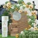 HOUSE OF PARTY Graduation Balloons - 48 PCS | Sage Green, Gold and White - 5/10/12 | Balloons for Photo Booth Backdrop, Baby Bridal Shower and Birthday Party Decorations