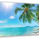 RUISHI Canvas Wall Art for Living Room Tropical Palm Tree Summer Artwork Blue Sky Ocean Themed Coconut Trees Seascape Painting Nature Scenery Picture for Bedroom Bathroom Home Office Decor 40L x 20W