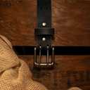 Mens Classic Leather Belt, Double Prong Retro Style, Antique Nickel Buckle, 1  Width, Amish handmade in the USA (Black)