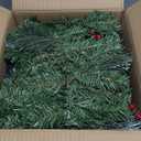 9 Foot by 10 Inch Christmas Garland - 50 LED Lights, Battery Operated Lighted Garland Wreath with Pine Cones Red Berries Lush Branches, Prelit Garland Xmas Decoration Indoor Outdoor Home Holiday