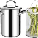 Asparagus Pot, Asparagus Steamer Stainless Steel Steamer Cooker 4L Pasta Pot with Strainer Pasta Cooker for Spaghetti, Oil Deep Fry Pan for French Fries