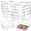 Kifmurase 30Pcs Clear Plastic Beads Storage Containers Box with Lid, 4.5x3.4 Inches Clear Rectangle Box, Plastic Crayon Boxes with Lid, Mini Storage Containers for Small Items, Crafts, Jewelry